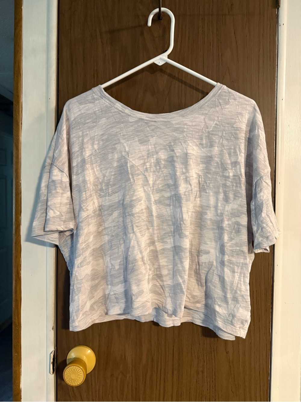 Old Navy Light Gray Boxy Crop Short-Sleeve Top